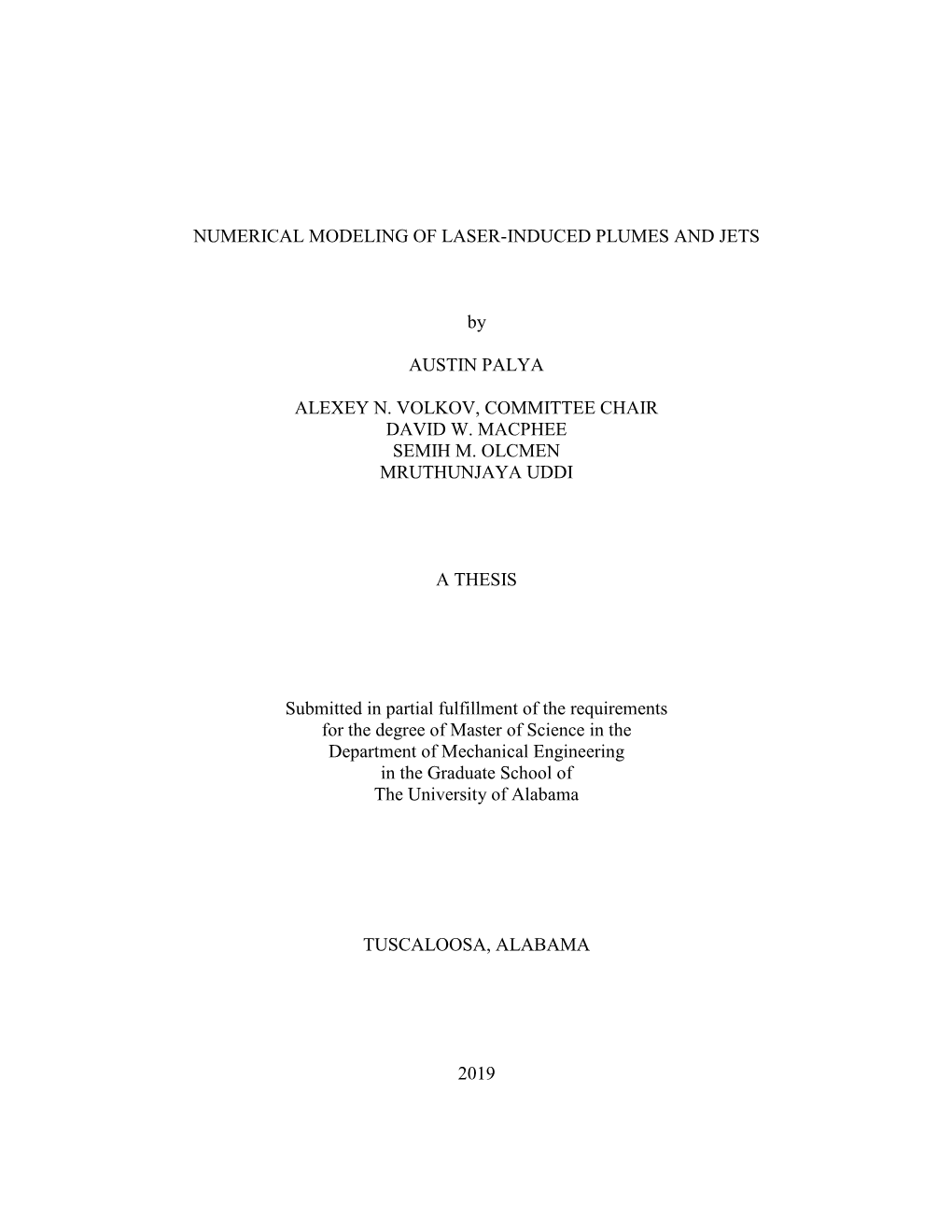 Numerical Modeling of Laser-Induced Plumes and Jets