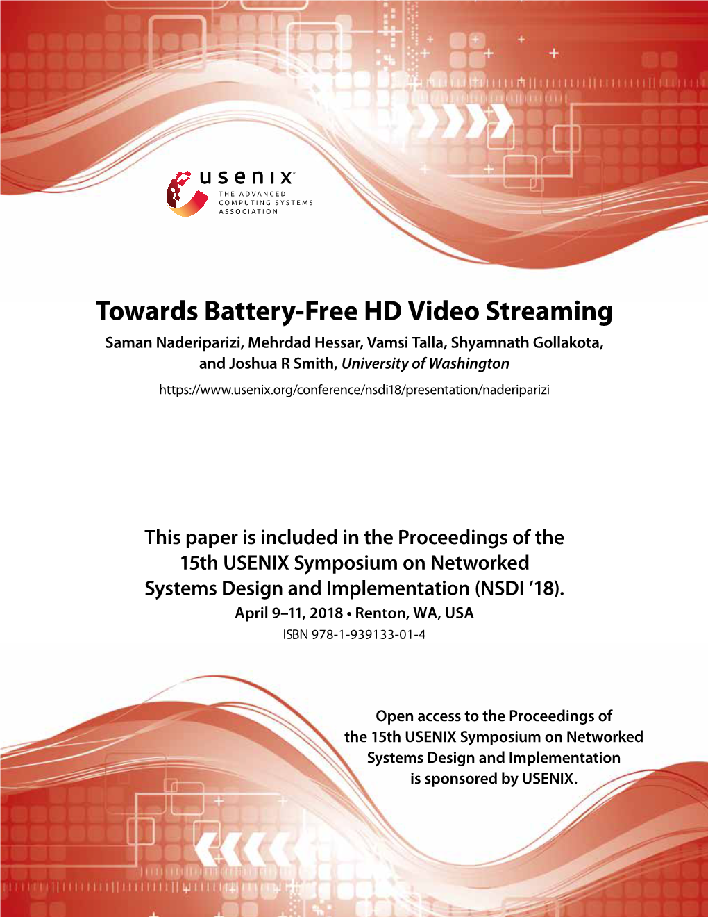 Towards Battery-Free HD Video Streaming