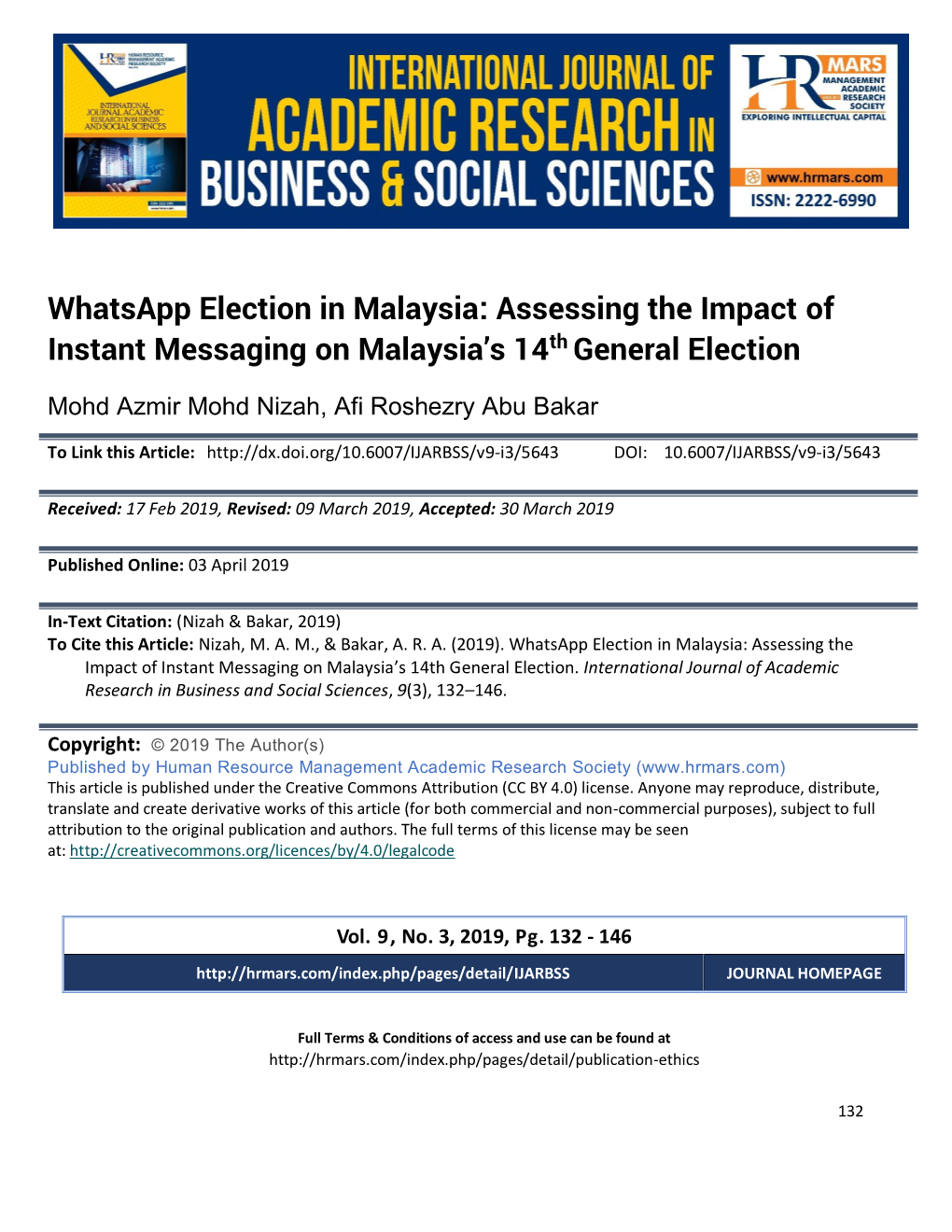 Whatsapp Election in Malaysia: Assessing the Impact of Instant Messaging on Malaysia’S 14Th General Election