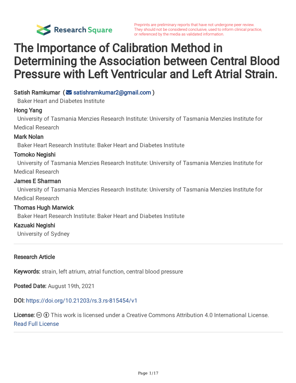 The Importance of Calibration Method in Determining the Association Between Central Blood Pressure with Left Ventricular and Left Atrial Strain