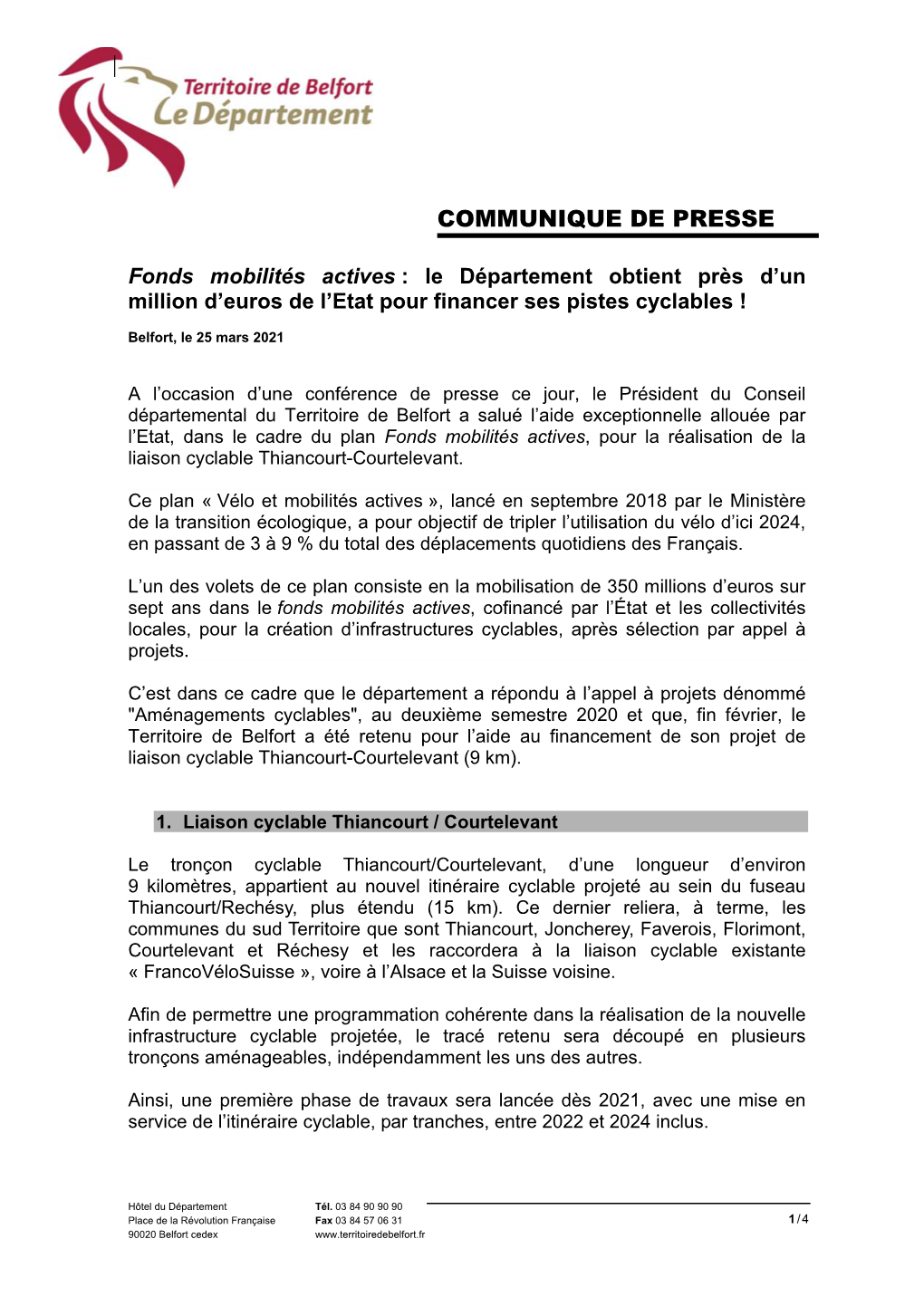 Communique De Presse