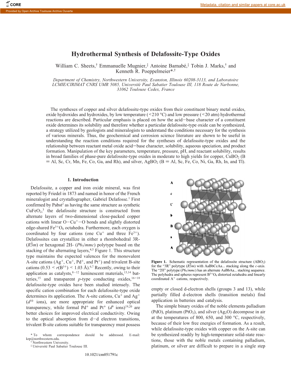 Hydrothermal Synthesis of Delafossite-Type Oxides