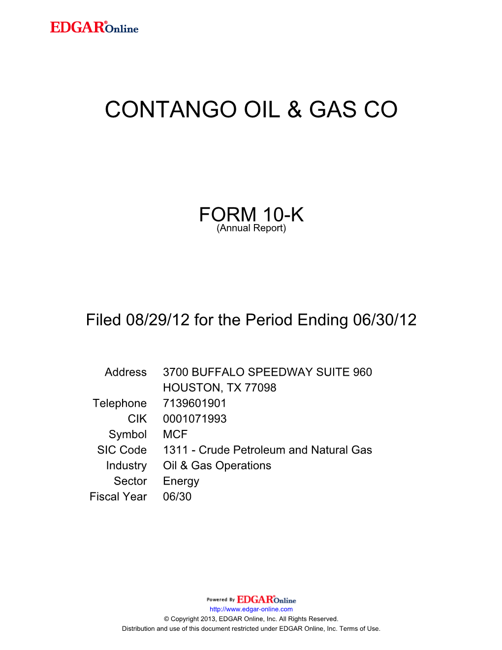 Contango Oil & Gas Co