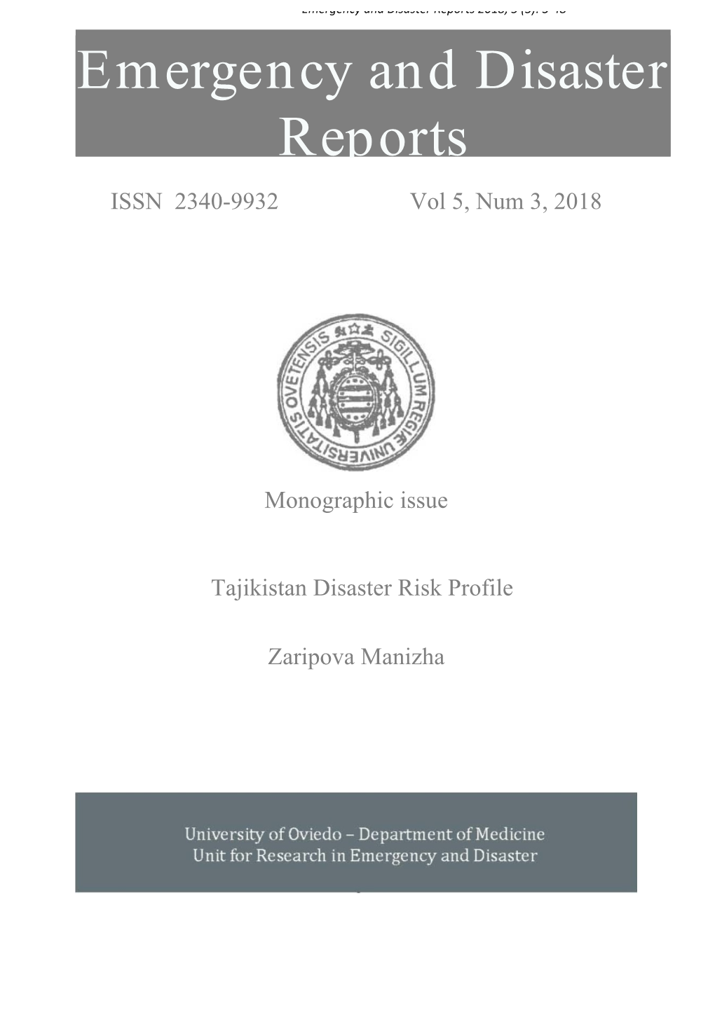 Tajikistan Disaster Risk Profile