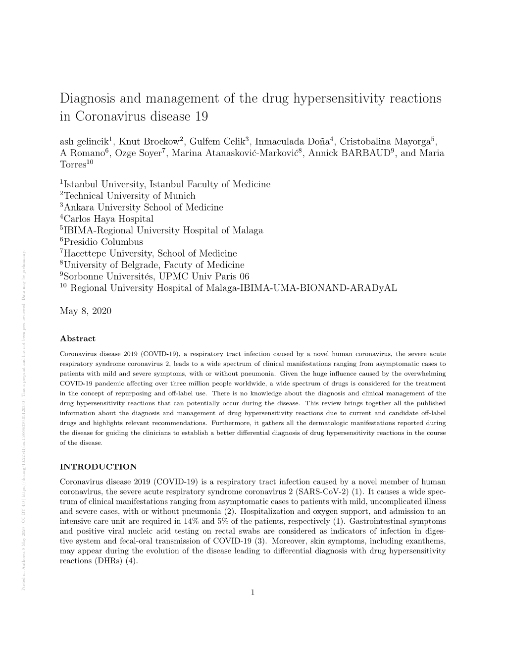 Diagnosis and Management of the Drug Hypersensitivity