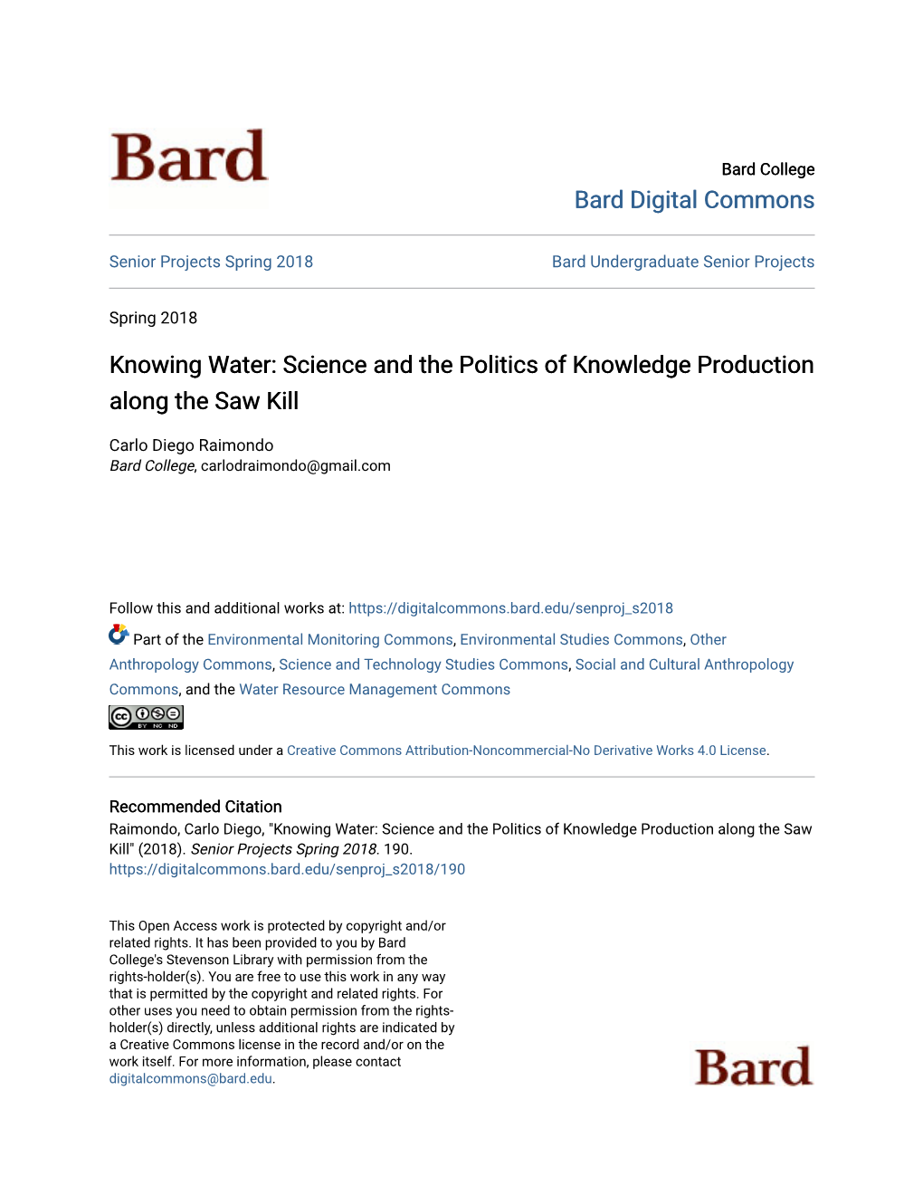 Science and the Politics of Knowledge Production Along the Saw Kill