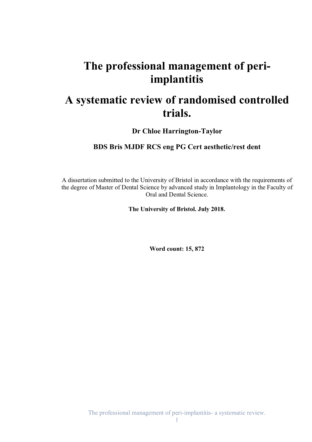 The Professional Management of Peri- Implantitis a Systematic Review of Randomised Controlled Trials