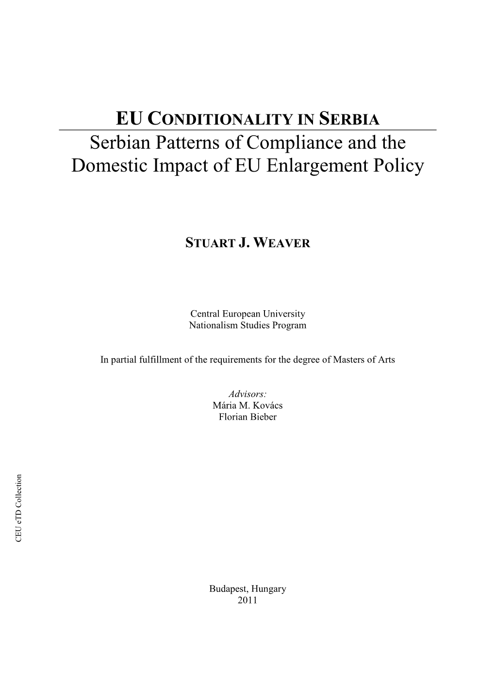 EU Conditionality in Serbia
