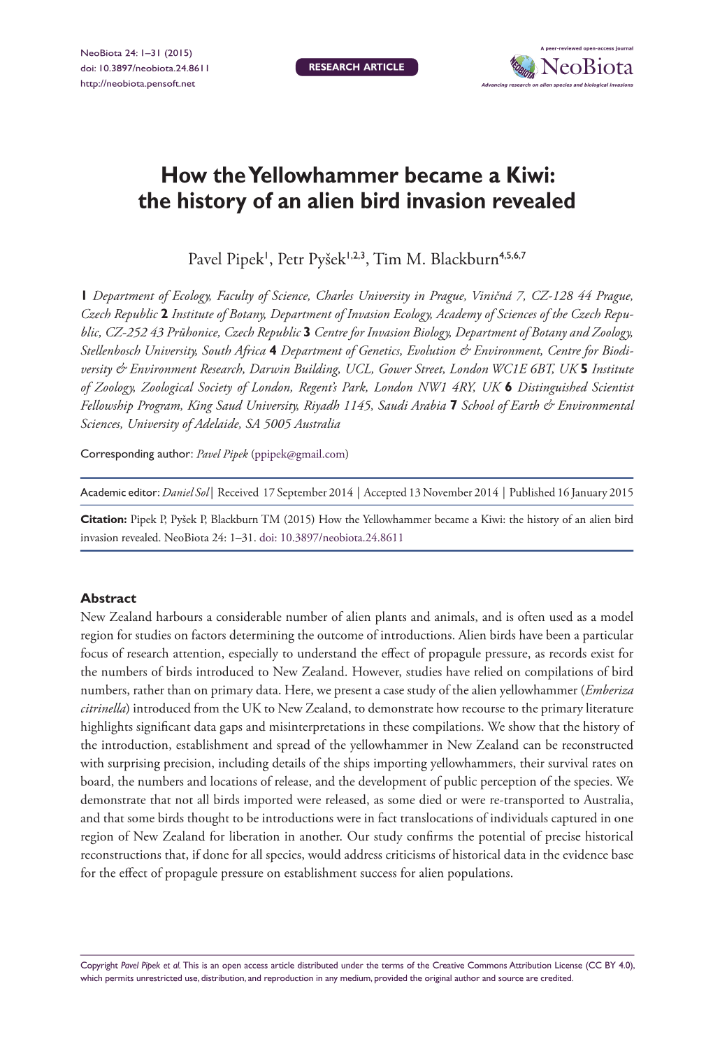 ﻿How the Yellowhammer Became a Kiwi: the History of an Alien Bird