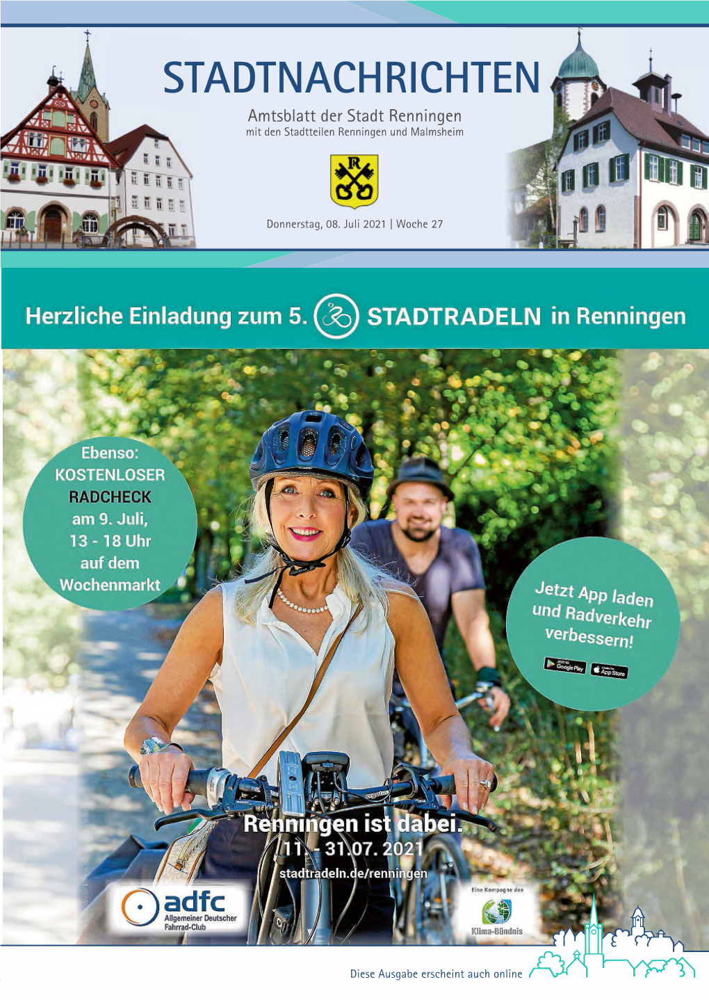 STADTNACHRICHTEN Amtsblatt Der Stadt Renningen Mit Den Stadtteilen Renningen Und Malmsheim