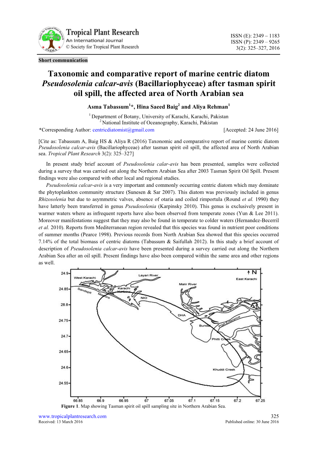 Taxonomic and Comparative Report of Marine Centric Diatom