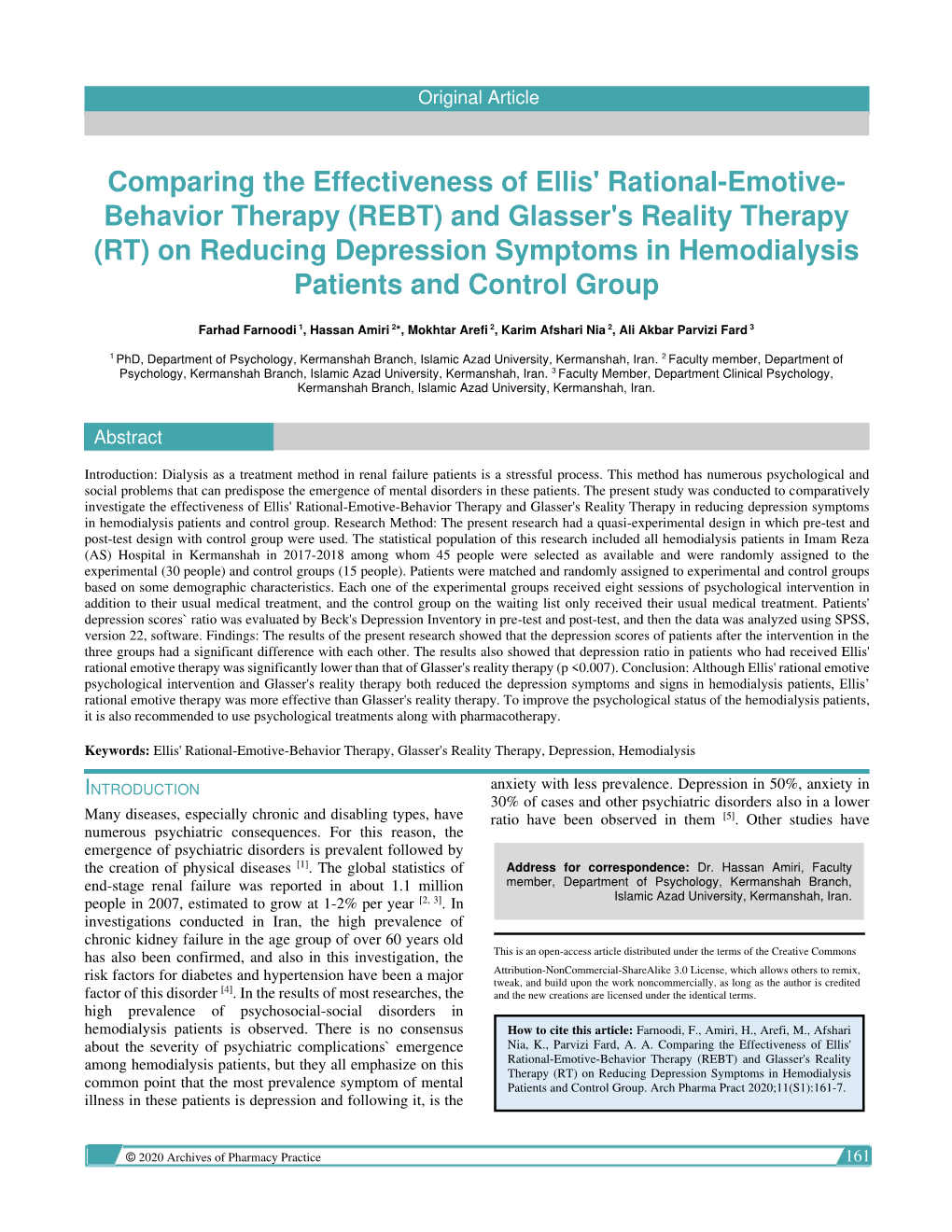 Comparing the Effectiveness of Ellis' Rational-Emotive- Behavior