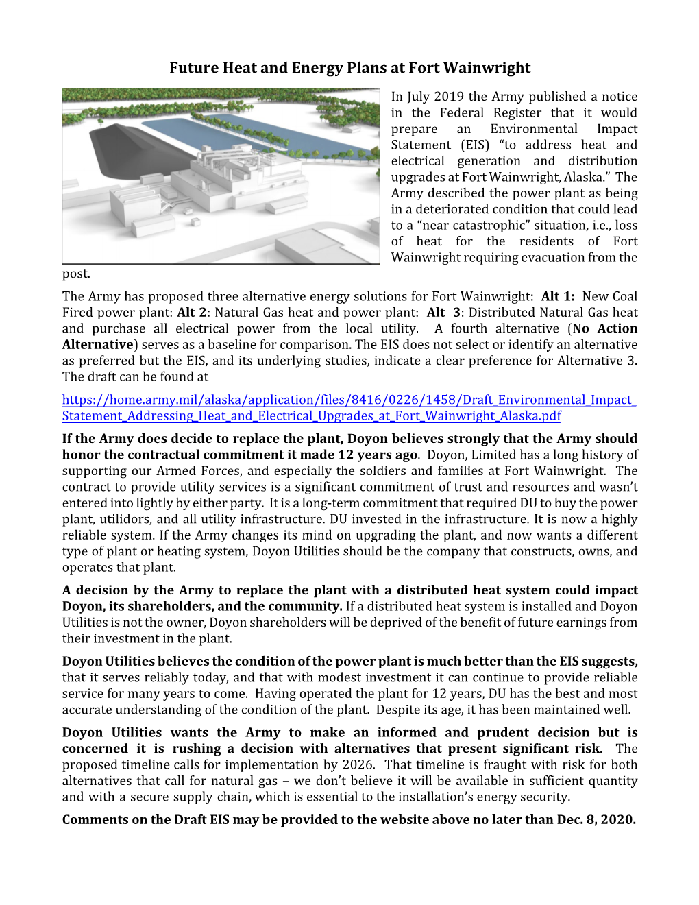 Future Heat and Energy Plans at Fort Wainwright