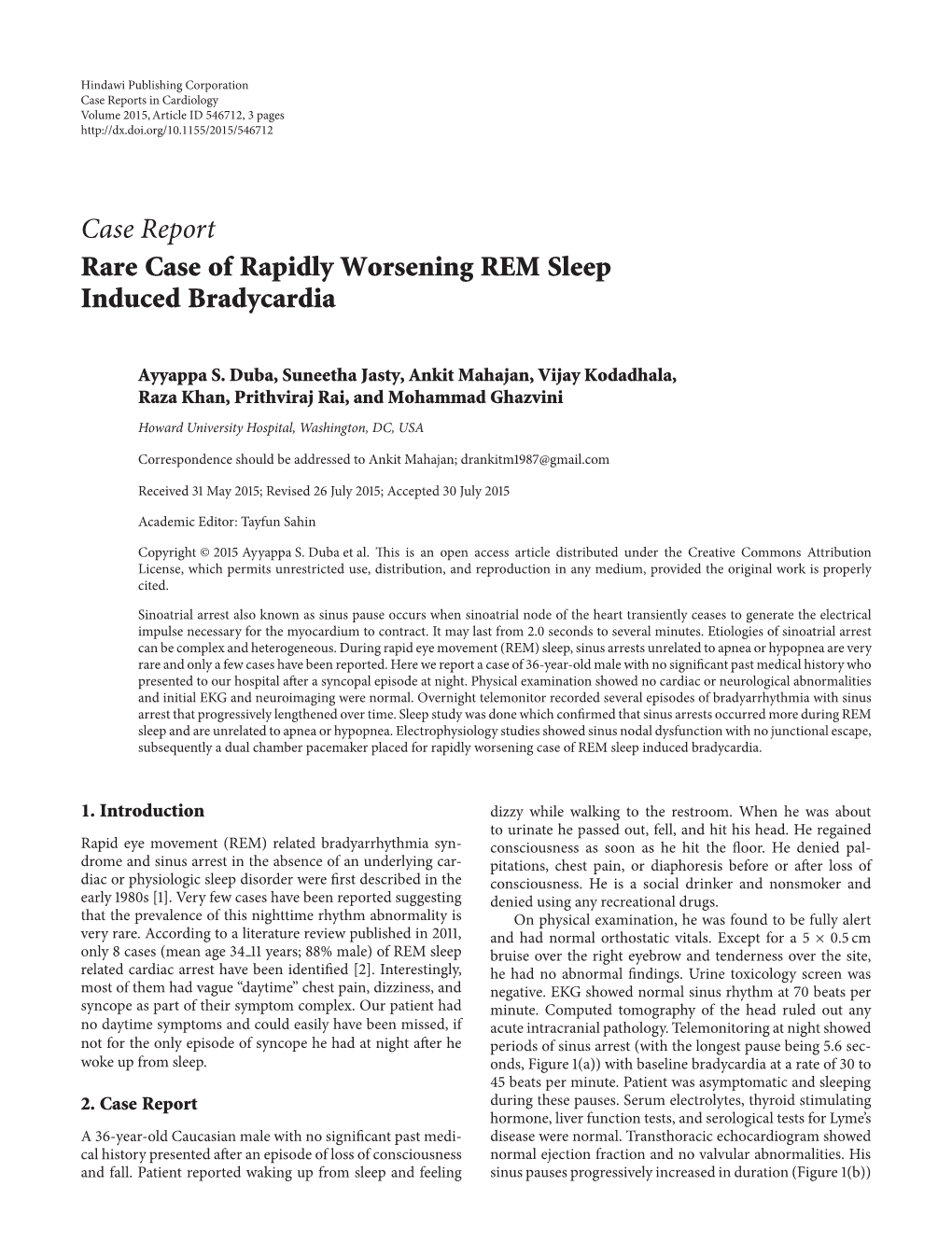 Rare Case of Rapidly Worsening REM Sleep Induced Bradycardia