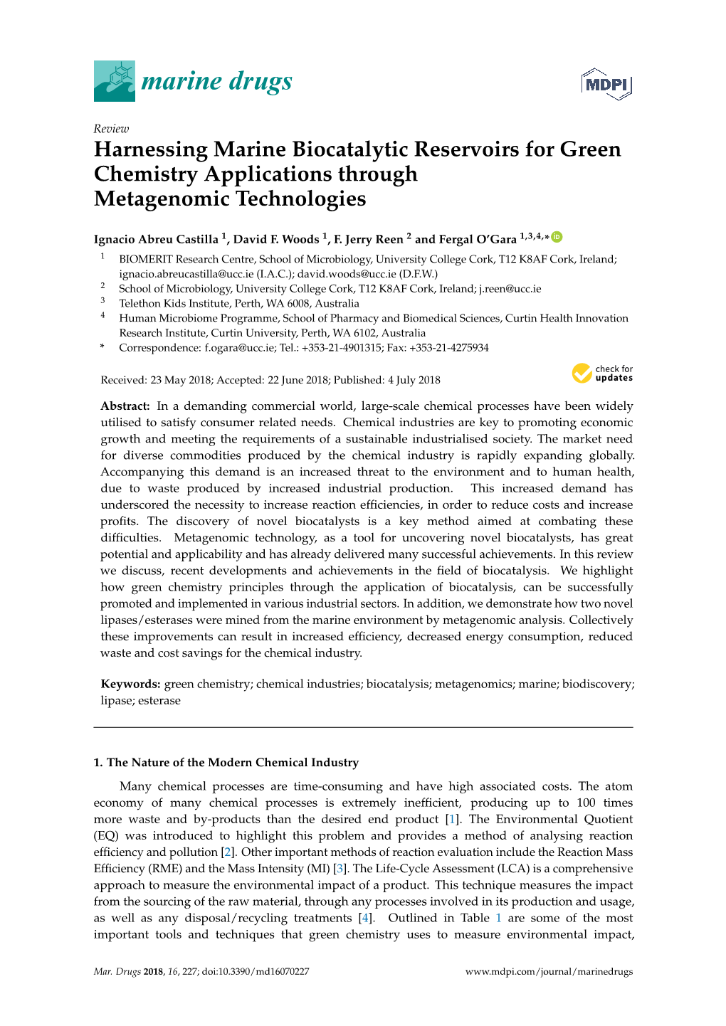 Harnessing Marine Biocatalytic Reservoirs for Green Chemistry Applications Through Metagenomic Technologies