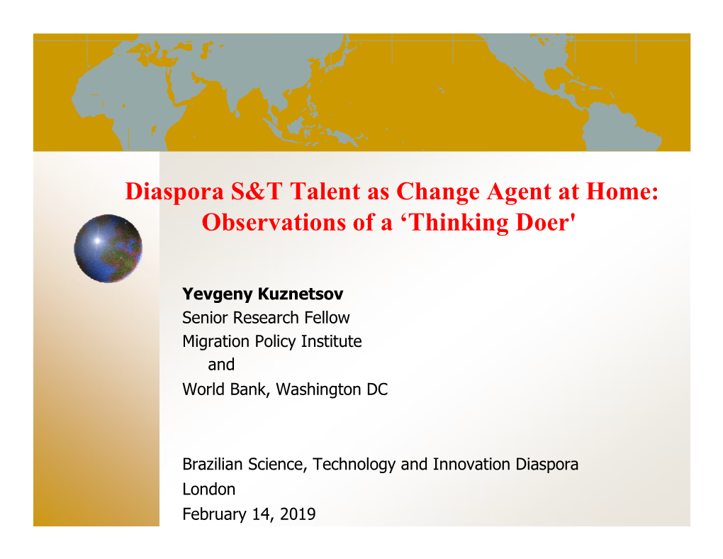 Diaspora S&T Talent As Change Agent at Home