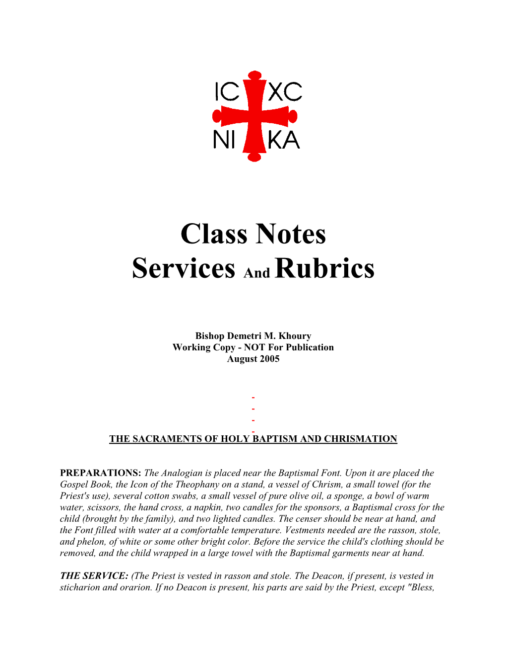 Class Notes Services and Rubrics