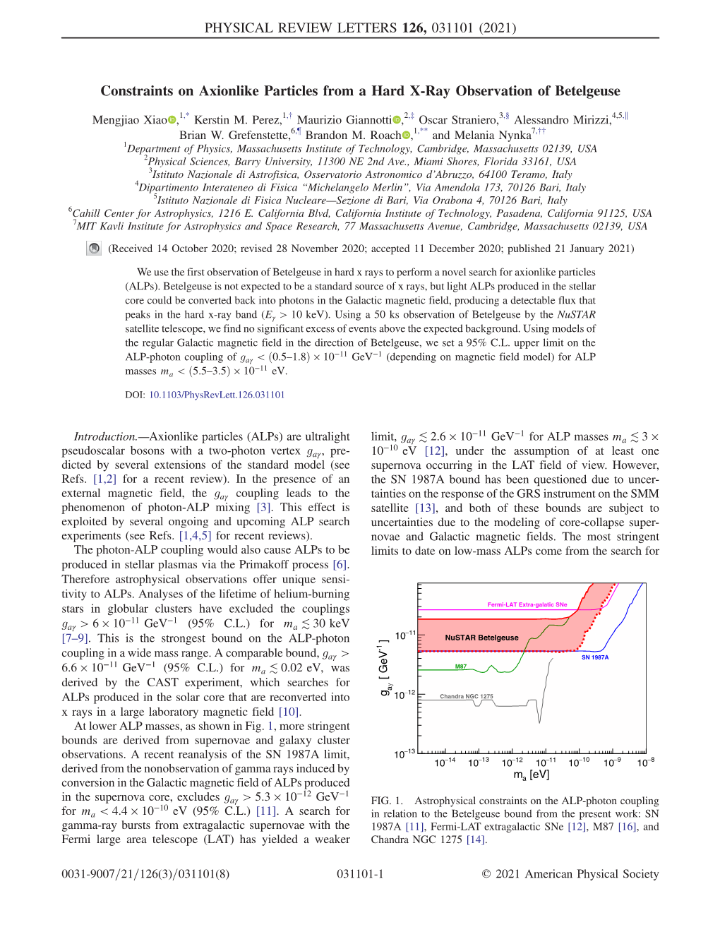 Constraints on Axionlike Particles from a Hard X-Ray Observation of Betelgeuse