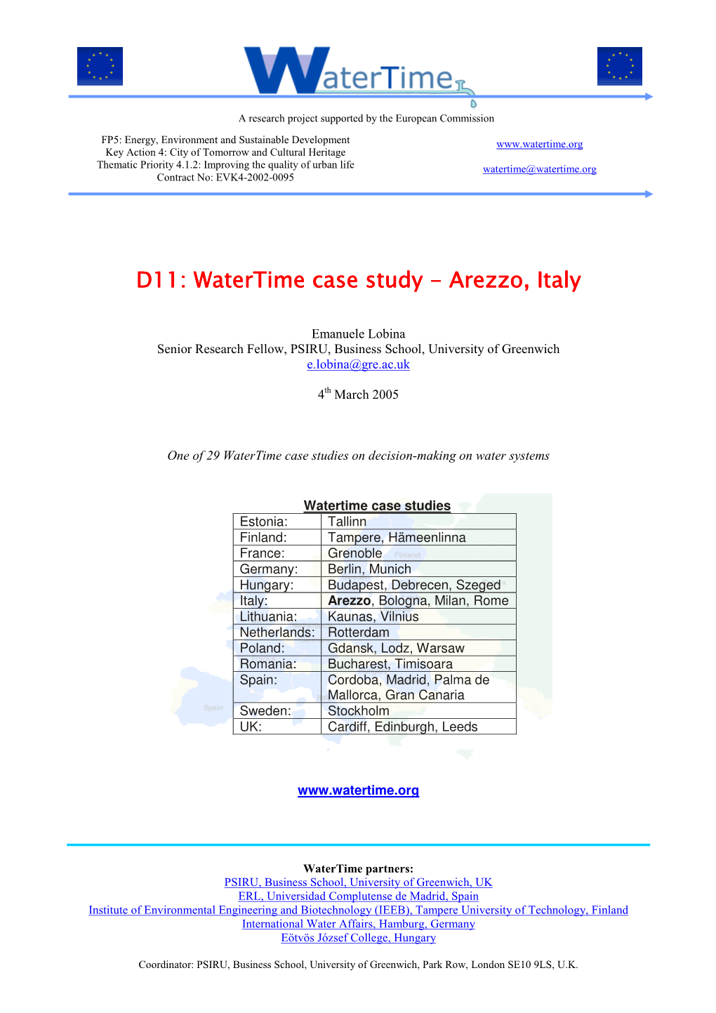 D11: Watertim E Case Study - Arezzo, Italy