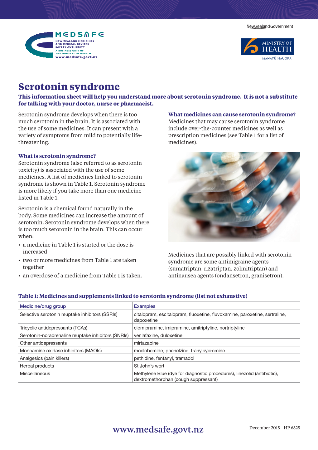 Serotonin Syndrome This Information Sheet Will Help You Understand More About Serotonin Syndrome