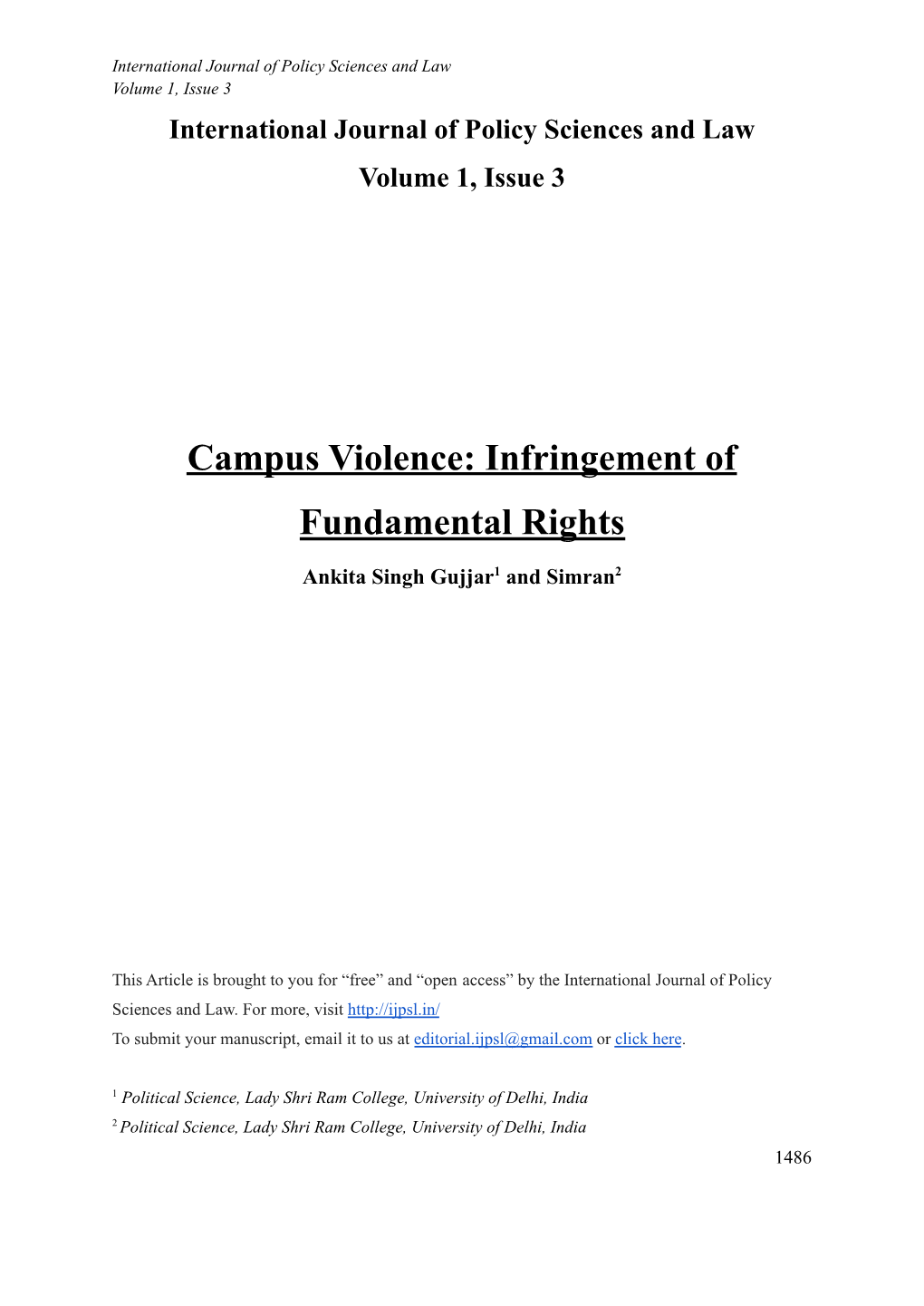 Campus Violence: Infringement of Fundamental Rights