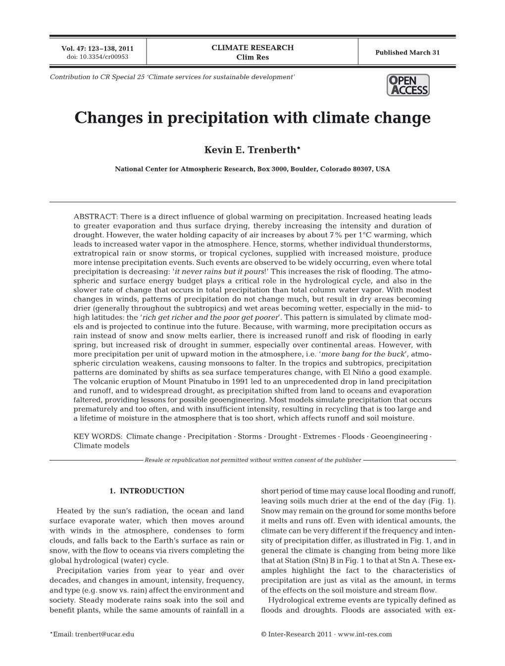 Changes in Precipitation with Climate Change