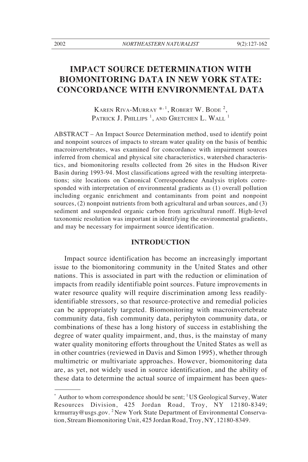 Impact Source Determination with Biomonitoring Data in New York State: Concordance with Environmental Data