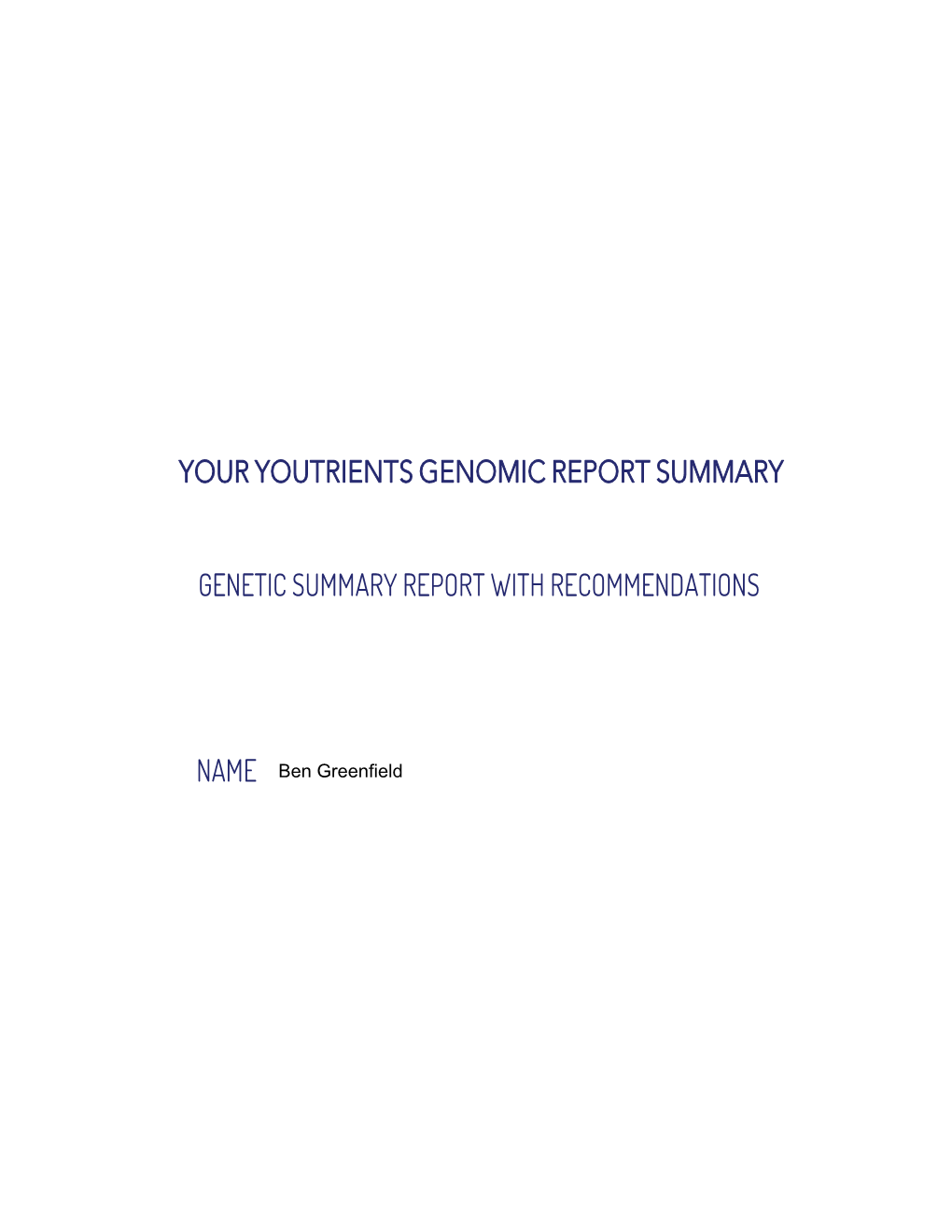 Your Youtrients Genomic Report Summary