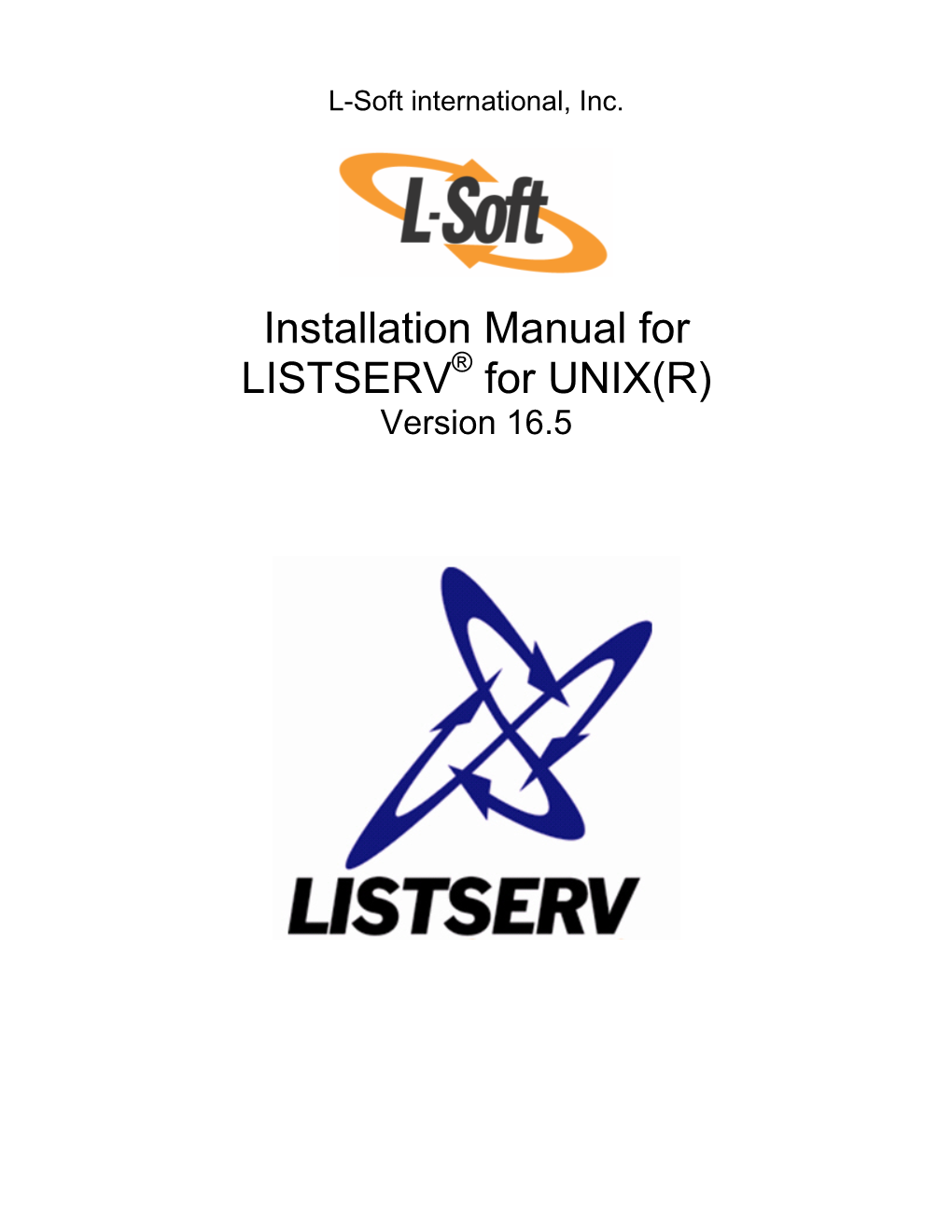 Installation Manual for LISTSERV for Unix 16.5