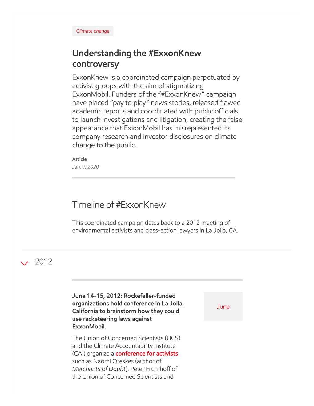 Understanding the #Exxonknew Controversy Exxonknew Is a Coordinated Campaign Perpetuated by Activist Groups with the Aim of Stigmatizing Exxonmobil