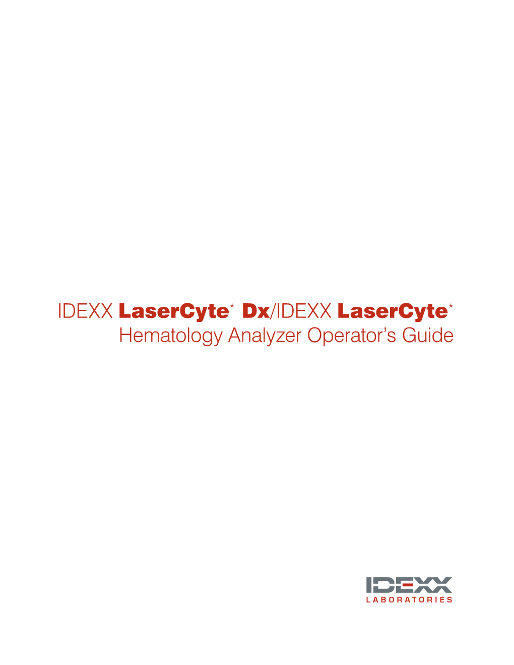 Lasercyte Dx Hematology Analyzer Operator's Guide