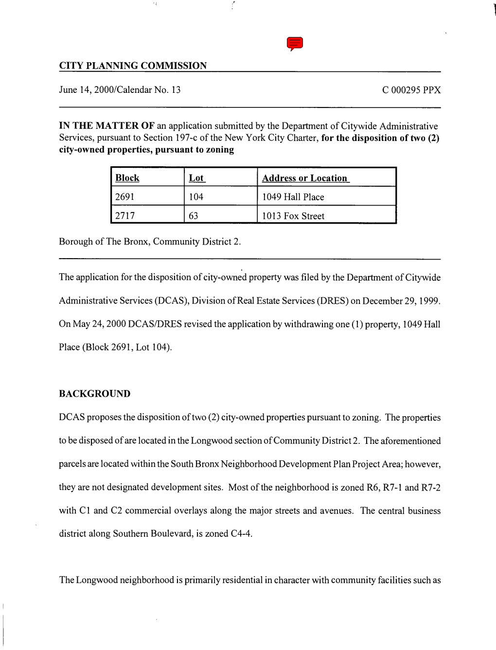 City-Owned Properties, Pursuant to Zoning