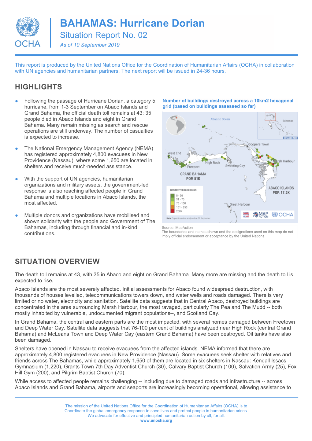 BAHAMAS: Hurricane Dorian Situation Report No