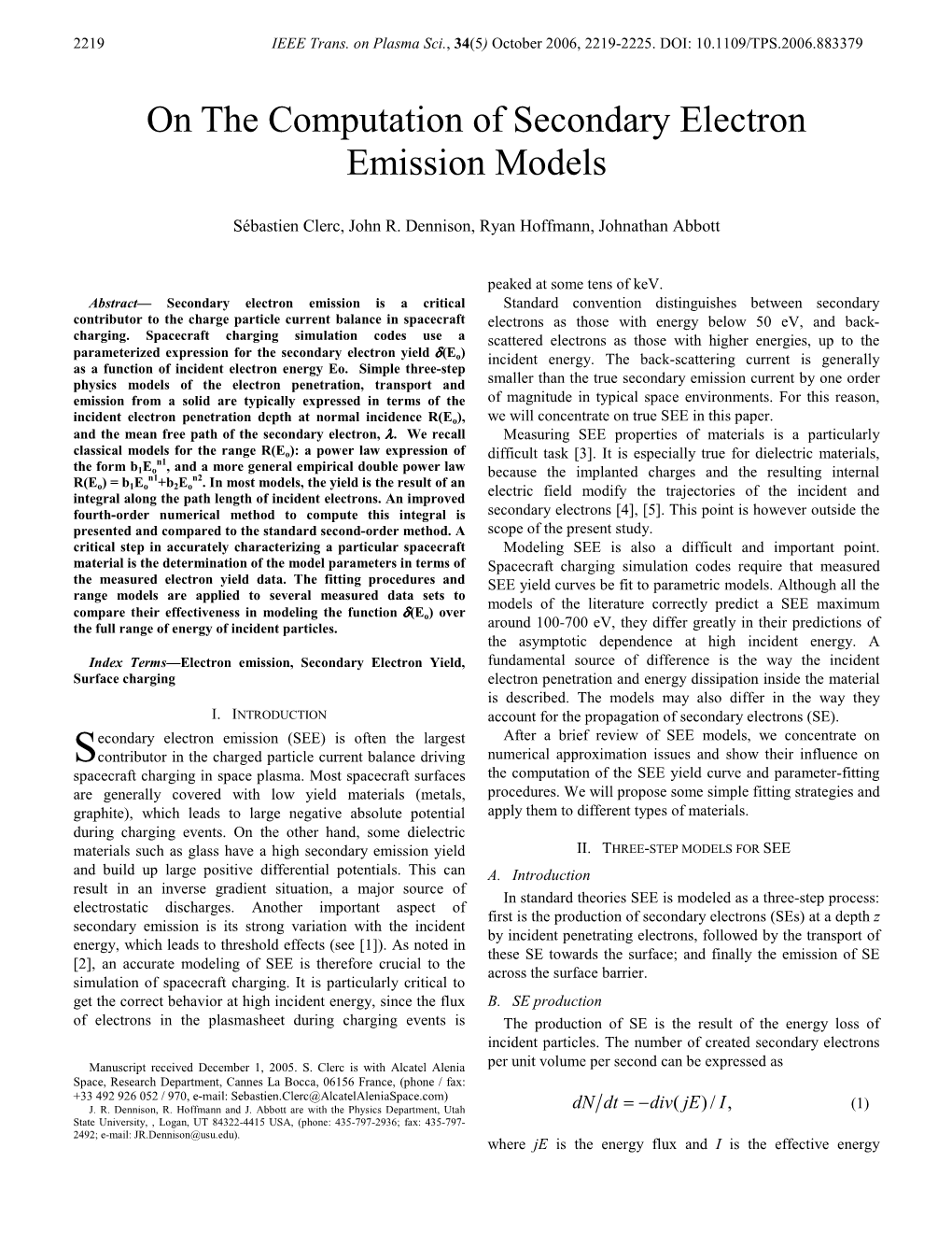 On the Computation of Secondary Electron Emission Models