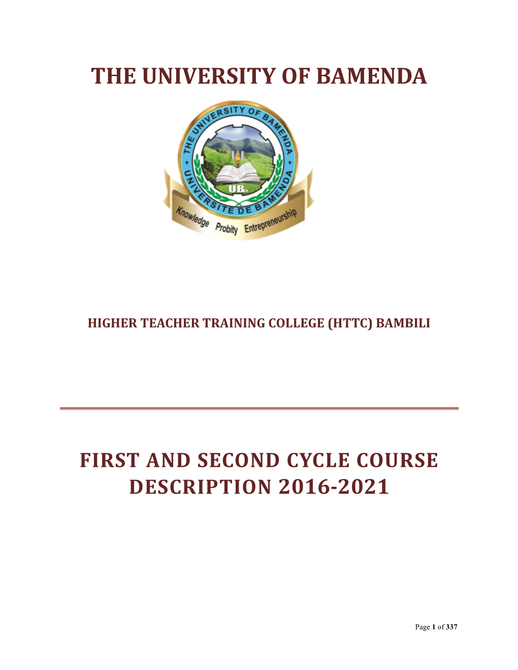 The University of Bamenda