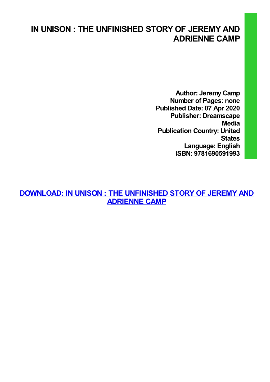 The Unfinished Story of Jeremy and Adrienne Camp