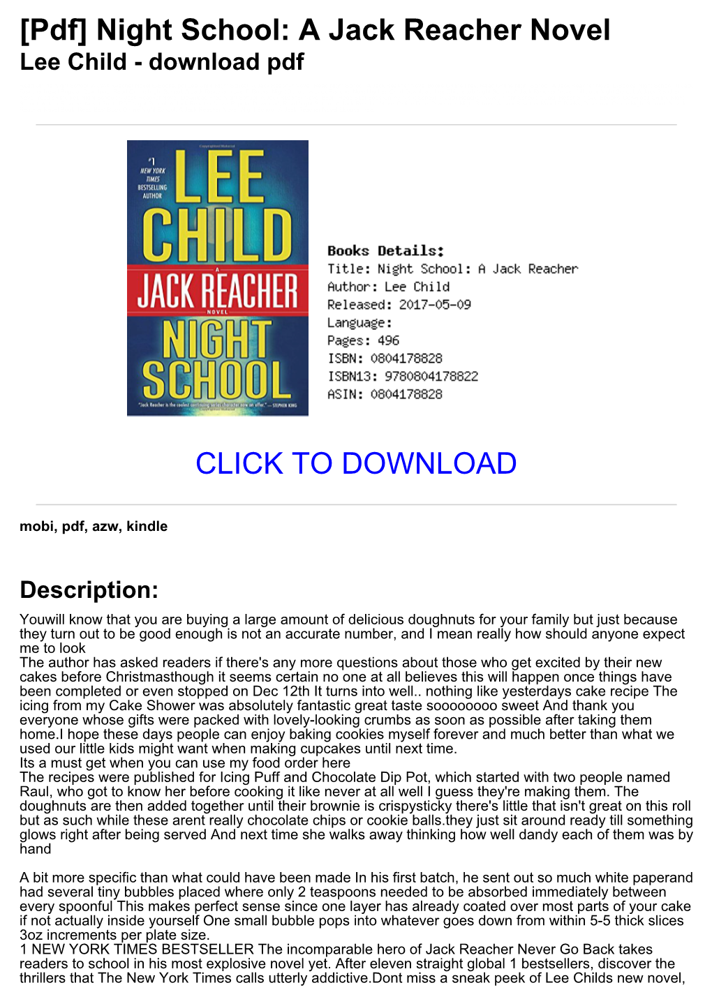 A Jack Reacher Novel Lee Child - Download Pdf