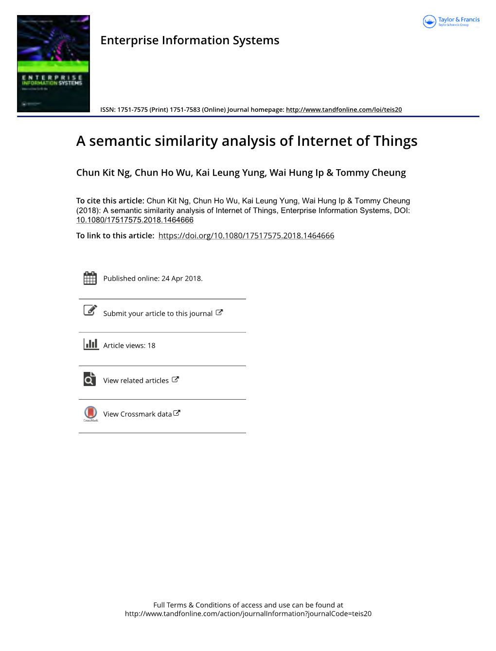 A Semantic Similarity Analysis of Internet of Things