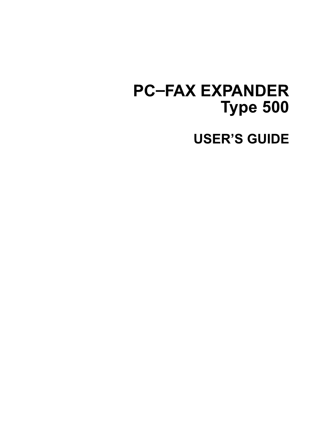 Operating Instructions: (H144), PC Fax Expander Type