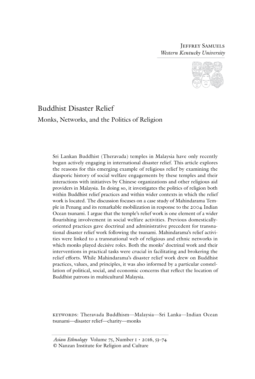 Buddhist Disaster Relief Monks, Networks, and the Politics of Religion