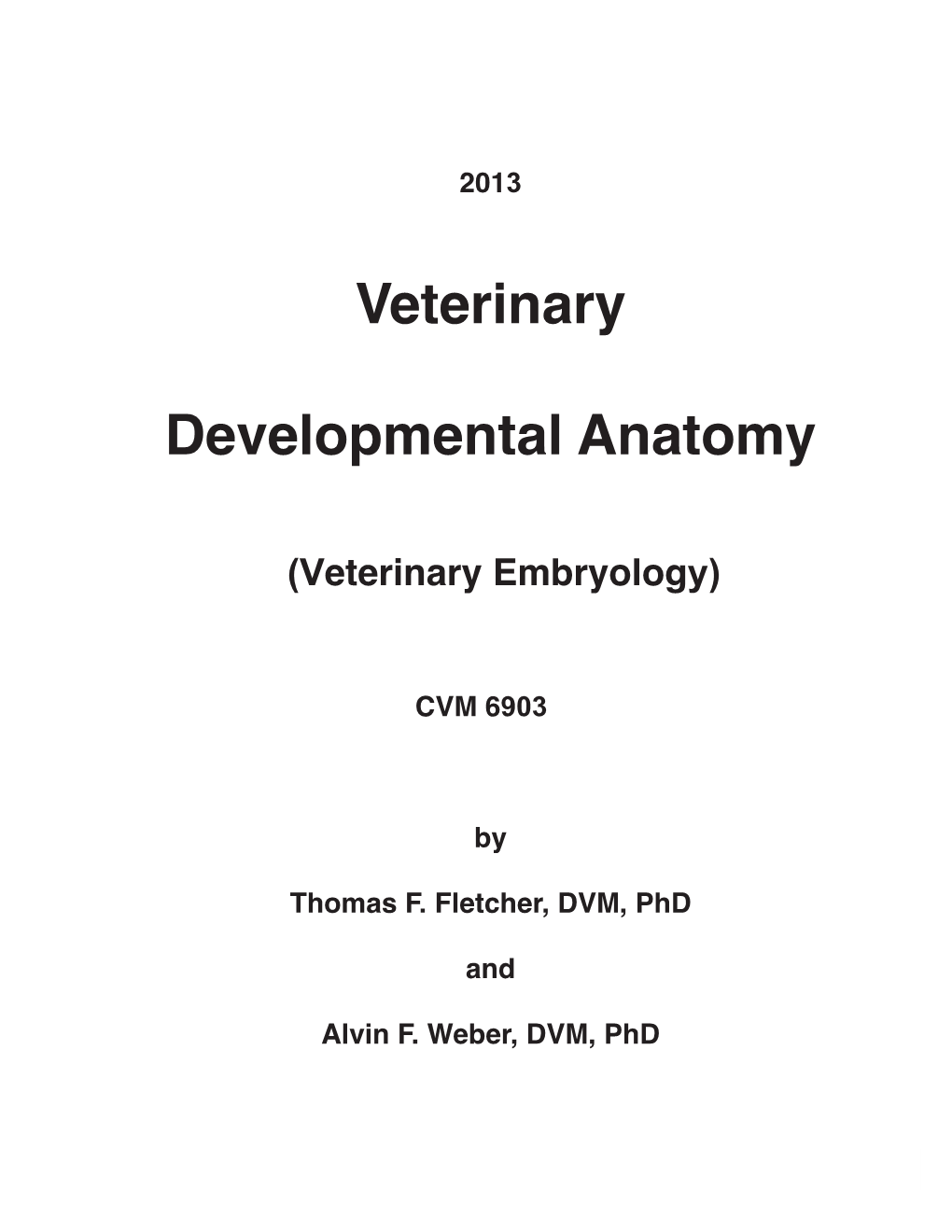 Veterinary Developmental Anatomy