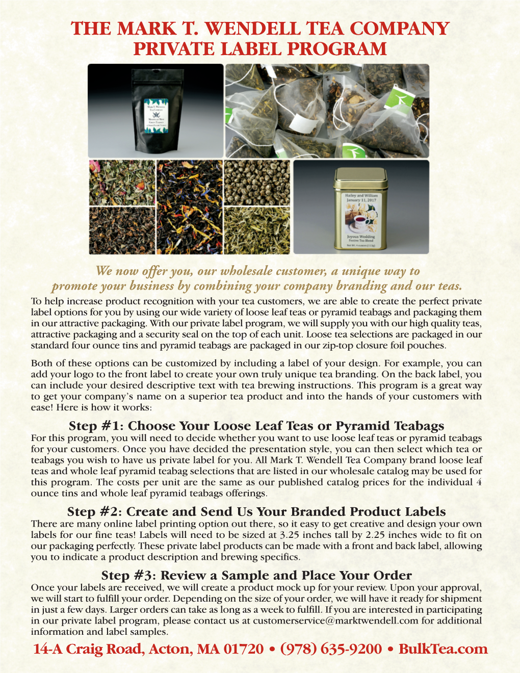The Mark T. Wendell Tea Company Private Label Program