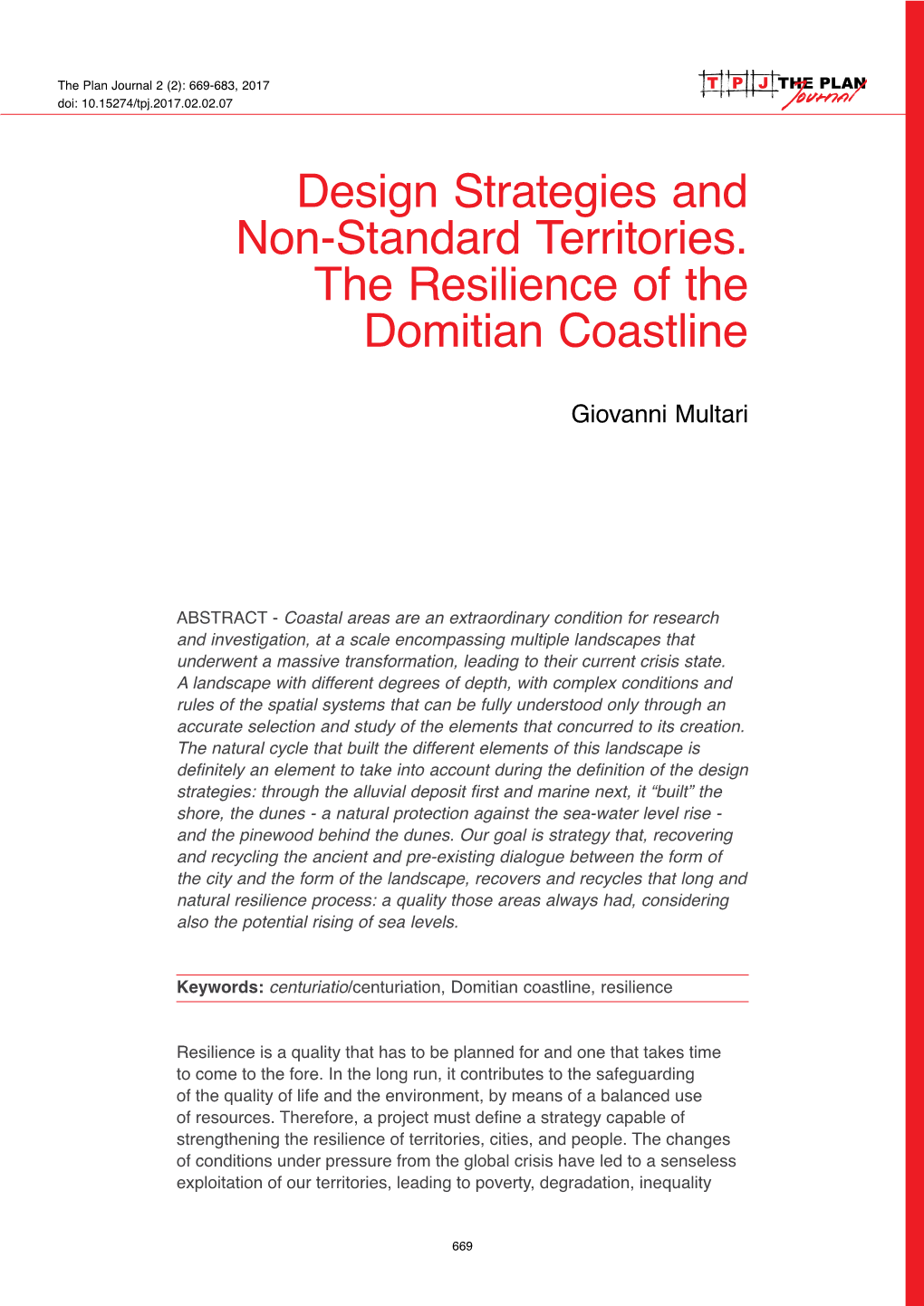 Design Strategies and Non-Standard Territories. the Resilience of the Domitian Coastline