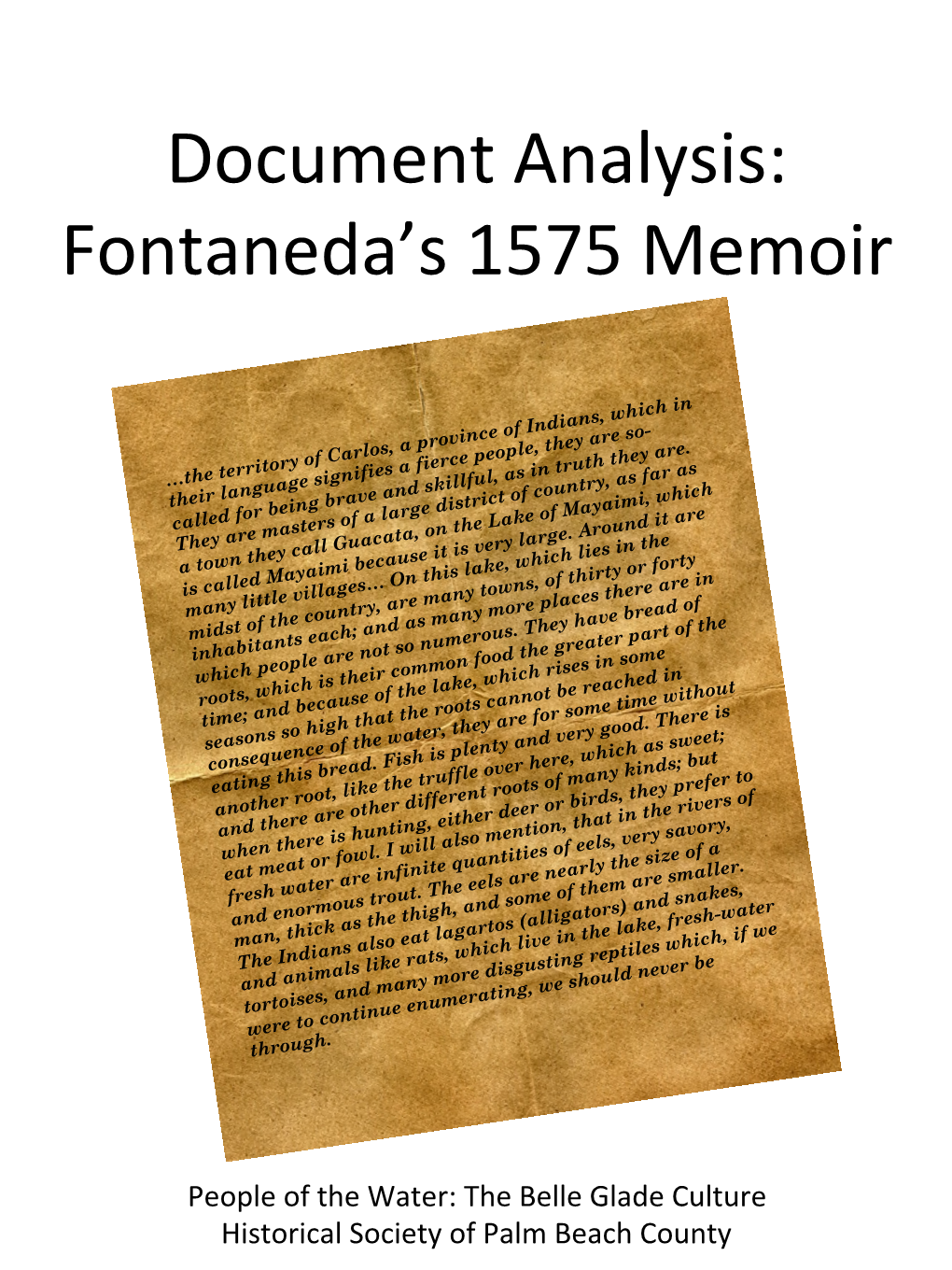 Document Analysis: Fontaneda's 1575 Memoir