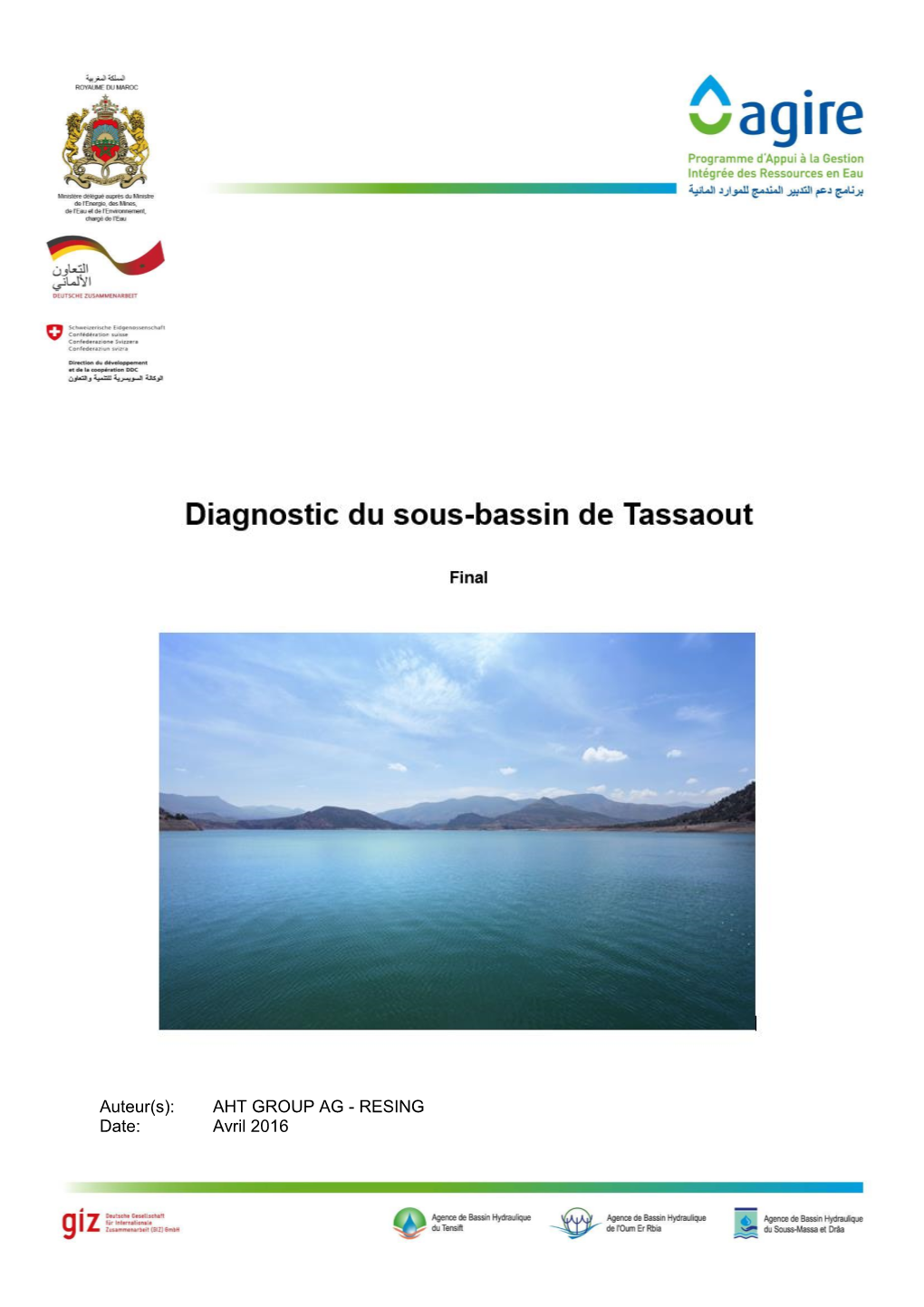 Diagnostic Du Sous-Bassin De Tassaout Auteur(S): AHT GROUP