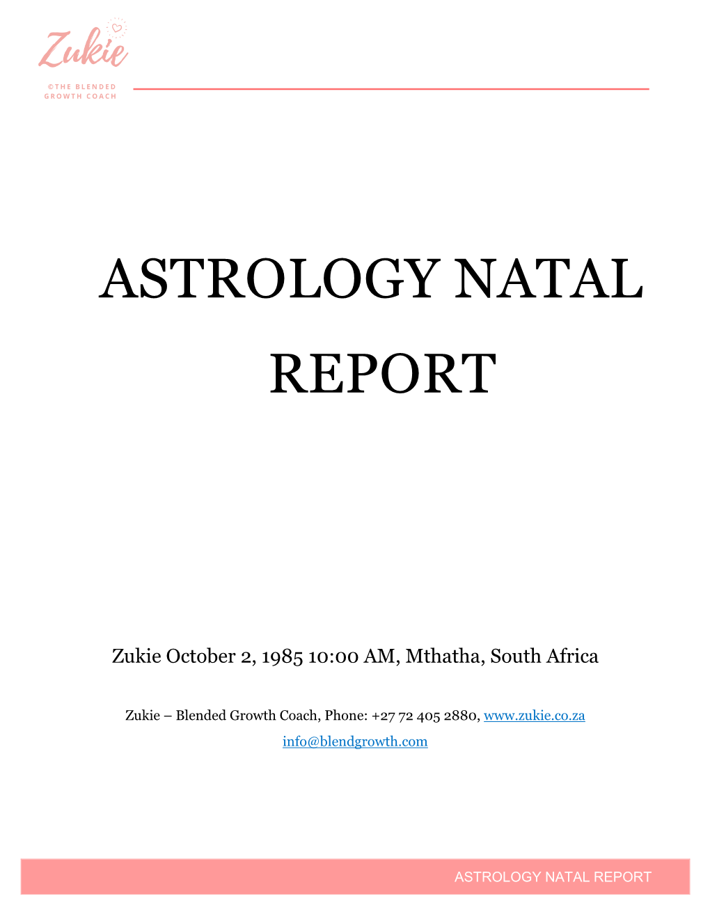 Astrology Natal Report
