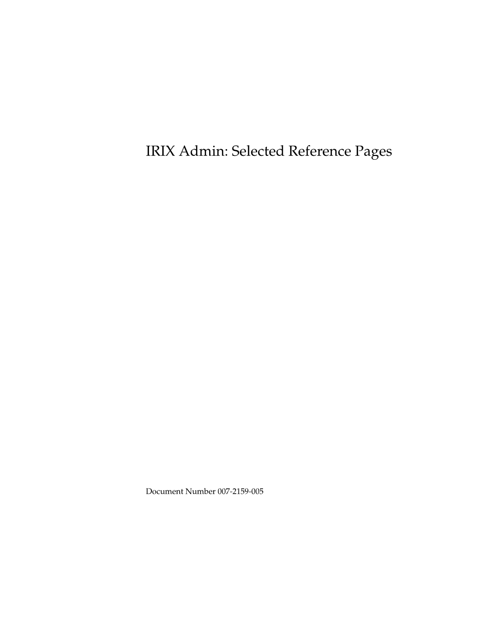 IRIX Admin: Selected Reference Pages