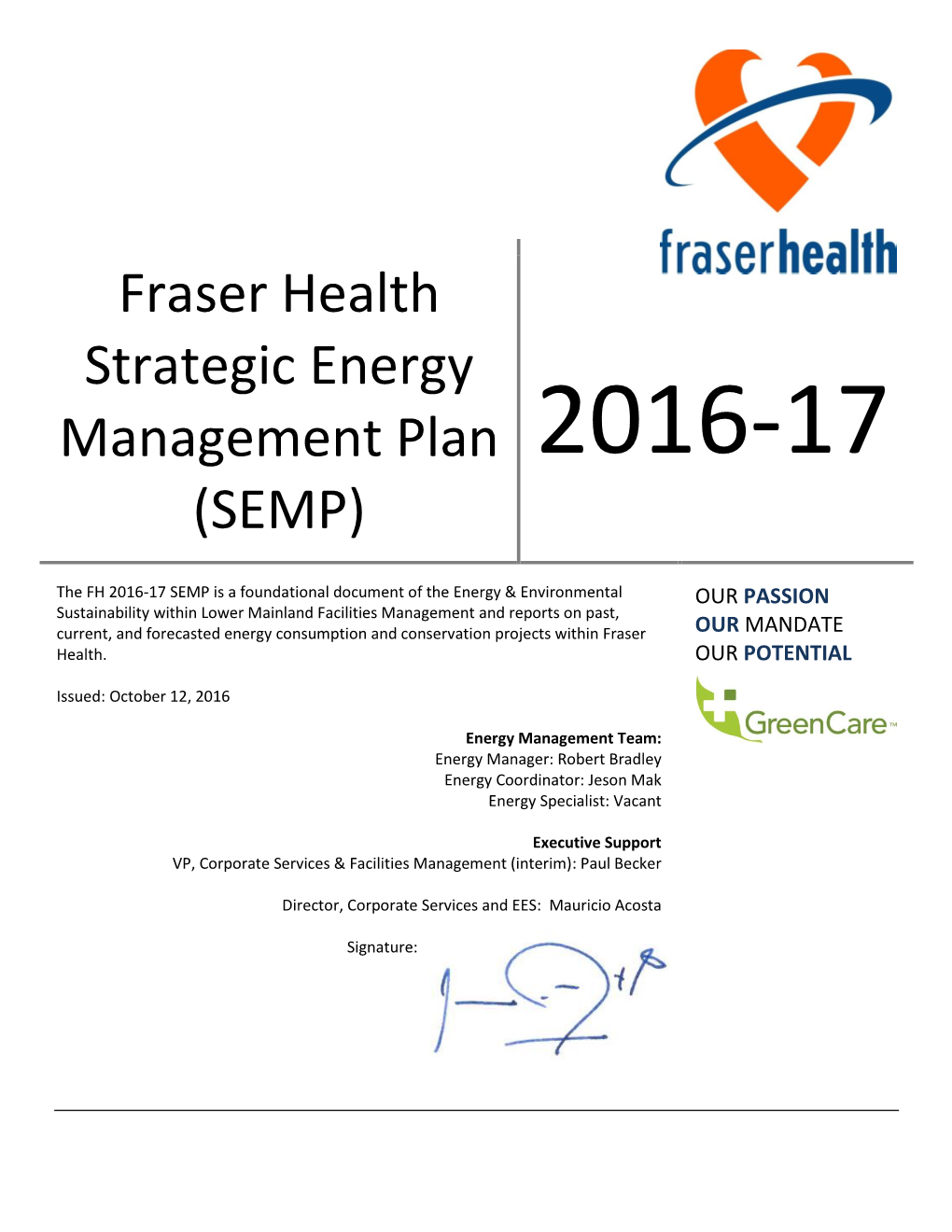 Fraser Health Strategic Energy Management Plan (SEMP)