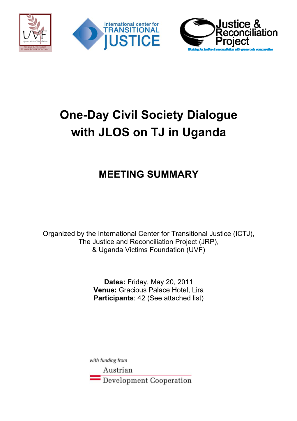 One-Day Civil Society Dialogue with JLOS on TJ in Uganda