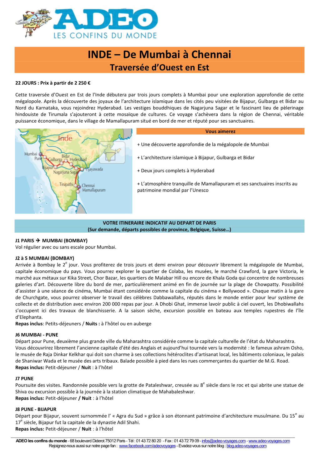 INDE – De Mumbai À Chennai Traversée D’Ouest En Est